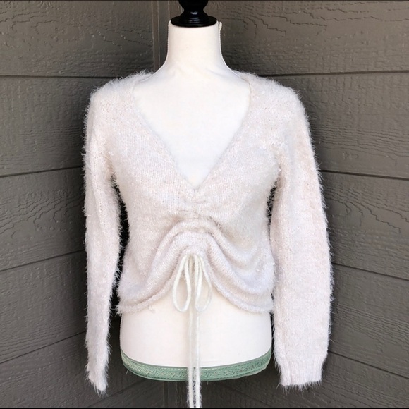 Ruched Fuzzy Knit Sweater - Picture 3 of 4